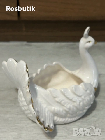 Стара порцеланова кашпа лебед , снимка 2 - Колекции - 53415123