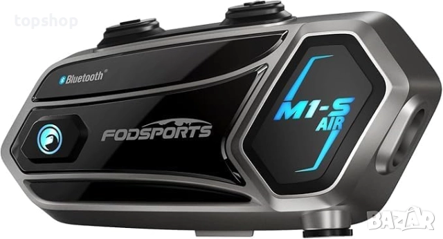 Нов интерком Fodsports M1-S AIR Bluetooth 5 слушалки за каска за 4 ездачи, до 1200 м. с водоусто...