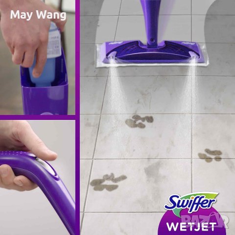 Моп Swiffer WetJet, Нов, без батерии, кърпи и препарат, снимка 2 - Мопове, кофи, четки и метли - 41619493