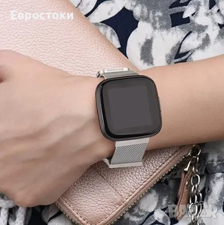 Метална каишка за Fitbit Versa 2, миланска мрежа от неръждаема стомана, снимка 3 - Смарт гривни - 48466694