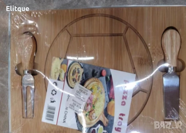 Дъска за пица с 2 прибора 29.5 x 19.5 x 1.5 см