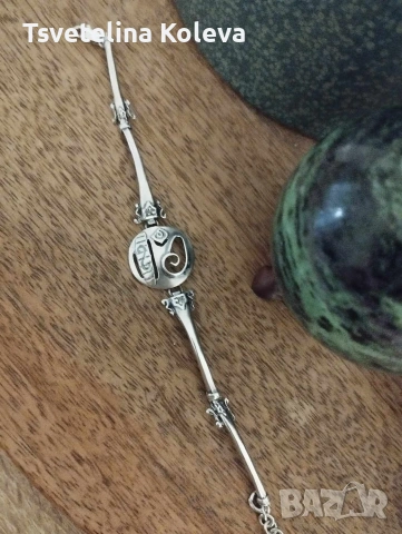 Масивна сребърна гривна ръчна изработка 