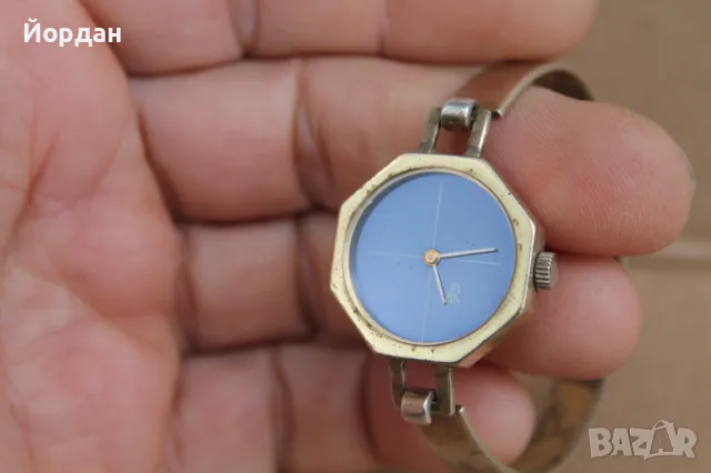 Дамски сребърен Швейцарски часовник с позлата /17 камъка/, снимка 2 - Дамски - 49798121