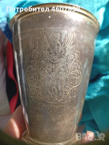 Сребърна чаша с позлата 11.5-9 см, снимка 2 - Чаши - 52274728