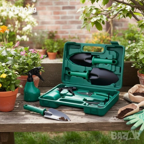 Комплект градински инструменти 5 в 1 с куфар – всичко необходимо за засаждане и поддръжка