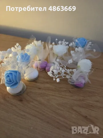 СВАТБЕНИ БУТОНИЕРИ, ГРИВНИ , ПРЪСТЕНИ И КЪСМЕТЧЕТА ЗА ХВЪРЛЯНЕ 💍👰‍♀️🤵, снимка 6 - Декорация - 55715070
