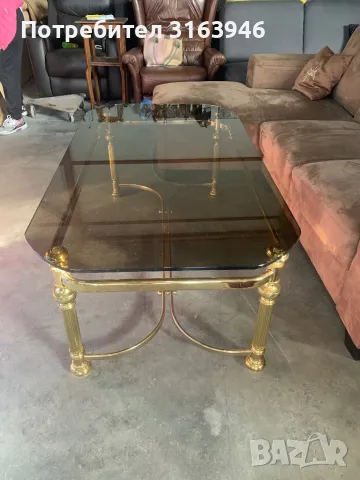 Холна маса тъмно стъкло и златна рамка , снимка 4 - Маси - 47849280