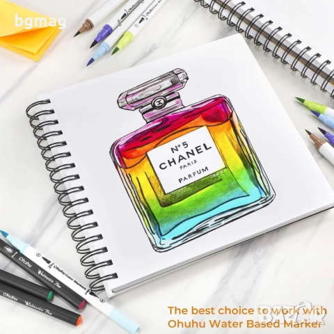 Ohuhu скицник 225x210 mm,със спирала,124 страници/62 листа-200g/m²-Твърди корици-Блок за рисуване, снимка 4 - Ученически пособия, канцеларски материали - 52186853