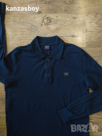 paul and shark blue polo shirt long sleeve - страхотна мъжка блуза М, снимка 6 - Блузи - 44736559