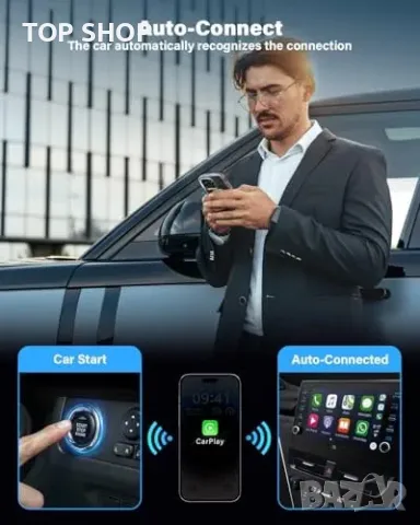 Нов Безжичен CarPlay Донгъл 2024, 5.8GHz, Съвместим с Автомобили от 2015+, снимка 6 - Друга електроника - 49307227
