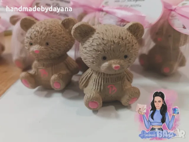 Украса за бебешка погача '' Мече с панделка '' , снимка 5 - Декорация - 48647043