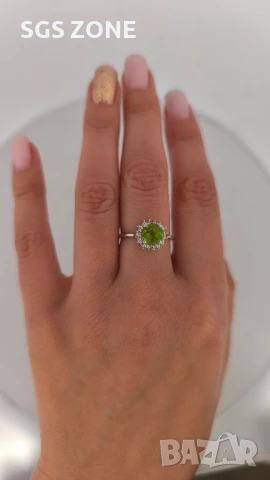 Сребърен пръстен с Тайланд и естествен перидот, снимка 4 - Пръстени - 51204950