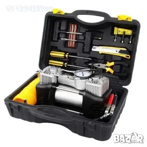 Мощен двуцилиндров компресор за автомобили KRAFTWORLD, снимка 2 - Аксесоари и консумативи - 50786720