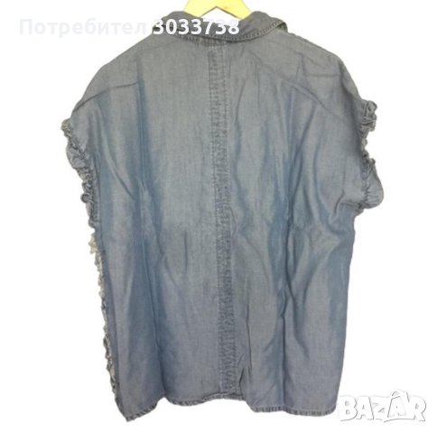 beachlunchlounge Дамска тънка дънкова риза топ с къс ръкав, снимка 2 - Ризи - 41699731
