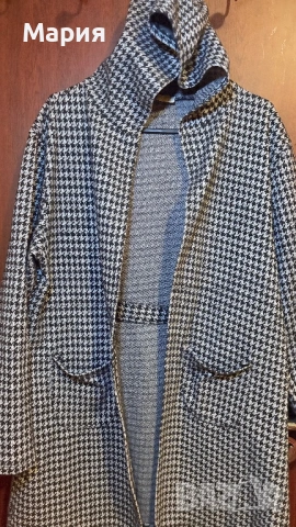 Модерна жилетка-палто с качулка в десен Пепит (Houndstooth) – Универсален размер, снимка 3 - Сака - 53729915