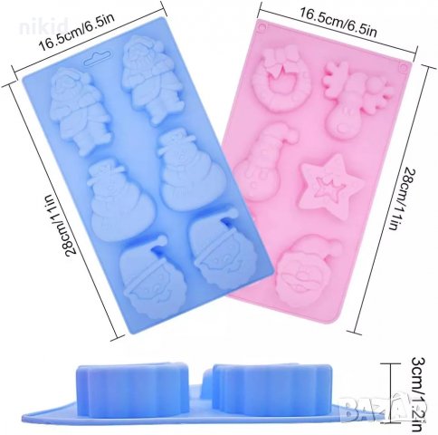 Дядо Коледа Снежен човек Коледни дълбоки силиконов молд форма кексчета мъфини гипс сапун калъп свещ, снимка 3 - Форми - 30393685