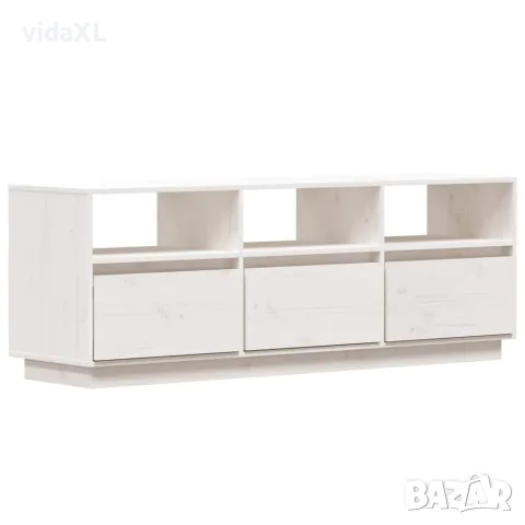 vidaXL ТВ шкаф, бял, 140x37x50 см, бор масив