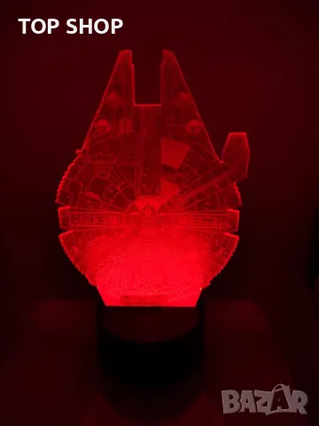 Star Wars Millennium Falcon 3d лампа настолна RGB, снимка 3 - Настолни лампи - 48842490