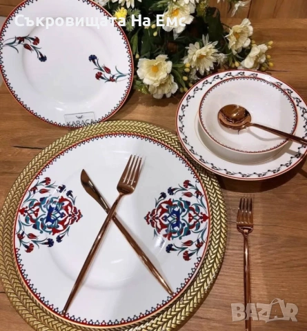 ✨Порцеланов Сервиз за Основно Хранене Karaca Nakkas 24части (за 6човека) 🌹✨, снимка 8 - Сервизи - 53714704