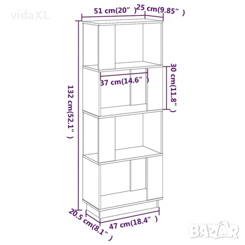 vidaXL Библиотека/разделител за стая, 51x25x132 см, бор масив, снимка 8 - Шкафове - 56147943