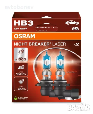 Автомобилни крушки OSRAM NIGHT BREAKER LASER +150% - HB3(9005) к-т/2 бр./