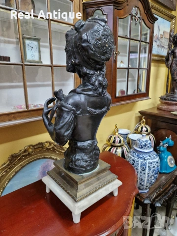 Уникален голям антикварен колекционерски английски бронзов бюст , снимка 11 - Антикварни и старинни предмети - 53417112