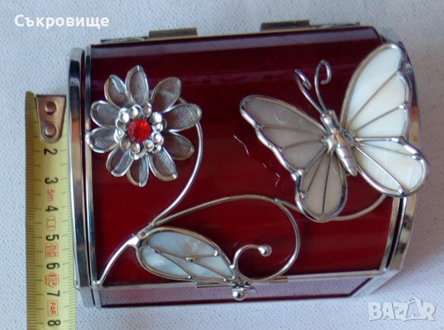 Стъклена кутия за бижута - стъкло, метал, снимка 10 - Други - 51460470