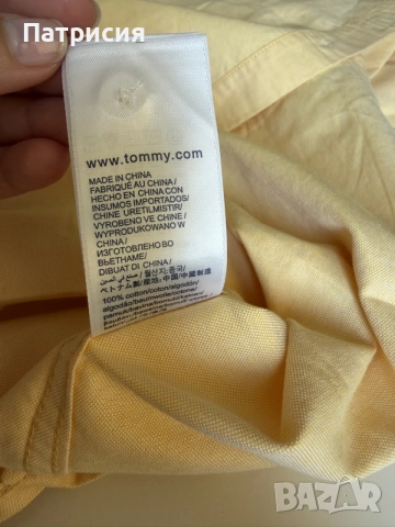 Чисто нова мъжка риза Tommy Hilfiger 80's Two Ply с къс ръкав, жълта, жълт цвят, размер XXL, снимка 7 - Ризи - 56044906