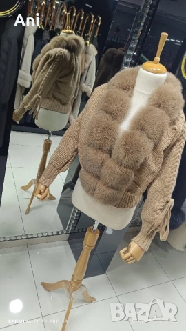 Палто от кашмир с естествен косъм, снимка 14 - Палта, манта - 53839414