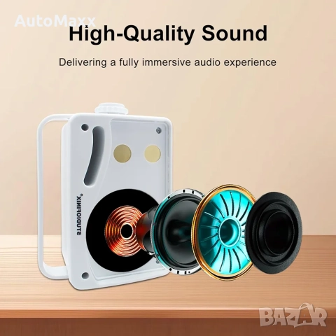 STUDIOFINIX 3.5-инчови външни Bluetooth високоговорители, водоустойчиви, с кабел, 3-лентови, 200W, снимка 3 - Bluetooth тонколони - 52223086