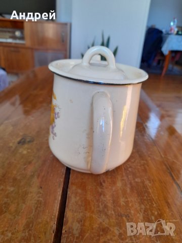 Стар емайлиран чайник #15, снимка 4 - Антикварни и старинни предмети - 42654685