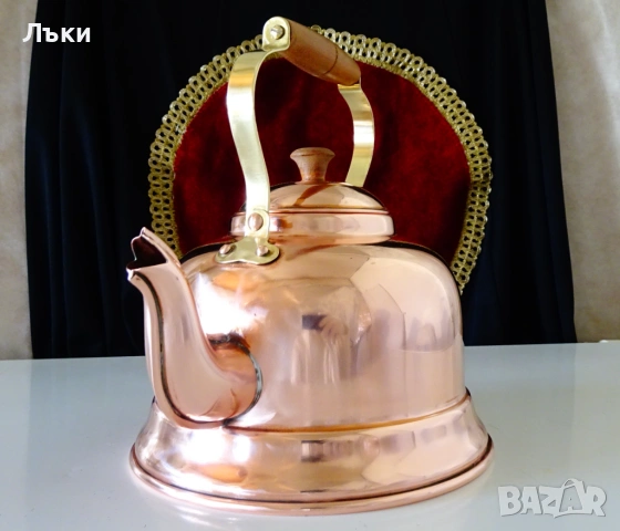 Меден чайник,чиста червена мед 2.5 л. , снимка 4 - Антикварни и старинни предмети - 53817223