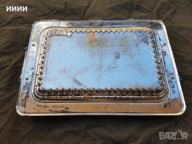 Посребрен и позлатен поднос, снимка 2 - Антикварни и старинни предмети - 53711904