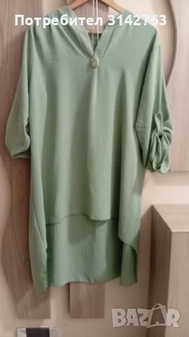 Дълга туника, цвят мента. XL/XXL, снимка 3 - Туники - 56085649