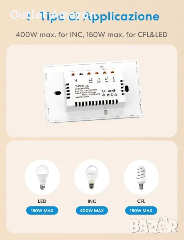 интелигентен превключвател Meross Home Automation WiFi

, снимка 4 - Друга електроника - 47996809