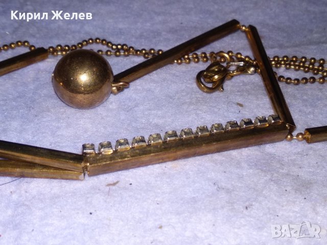 ЕЛЕГАНТНА ЗЛАТИСТА ВИНТИДЖ ОГЪРЛИЦА КОЛИЕ с ИСКРЯЩИ ФАСЕТИРАНИ КРИСТАЛИ 38936, снимка 12 - Колиета, медальони, синджири - 41866100