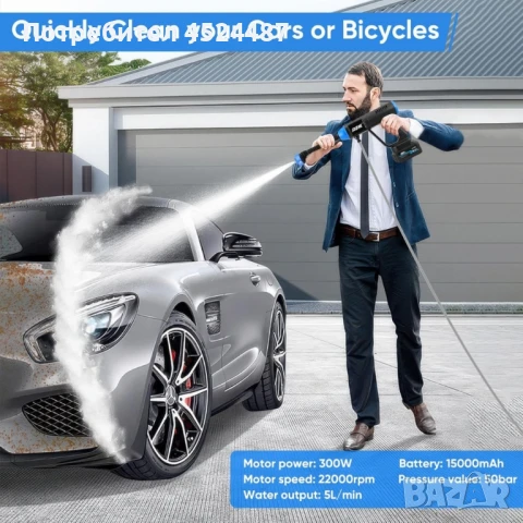 Акумулаторна водоструйка 48V – Пистолет за миене с LCD дисплей и 6 режима, снимка 6 - Други инструменти - 51201603