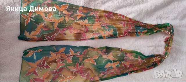 Ръчно рисуван копринен шал, снимка 2 - Шалове - 49753026