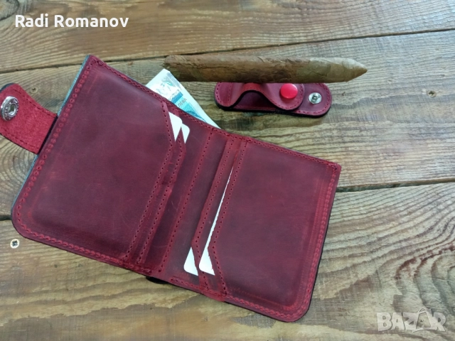 Ръчно изработен мъжки кожен портфейл 