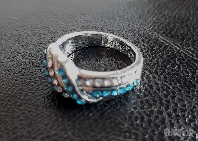 Нежен дамски пръстен с аквамарини и топази, снимка 2 - Пръстени - 33886180