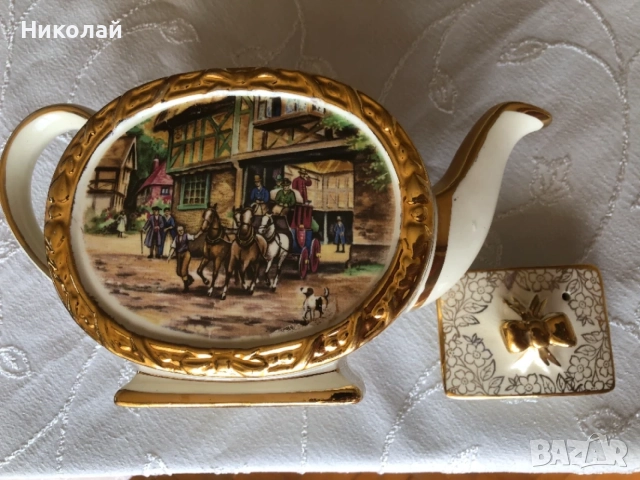 Уникален английски порцеланов чайник Sadler (1937-1947г.), рядкост, музеен клас, много запазен, снимка 5 - Антикварни и старинни предмети - 55874998
