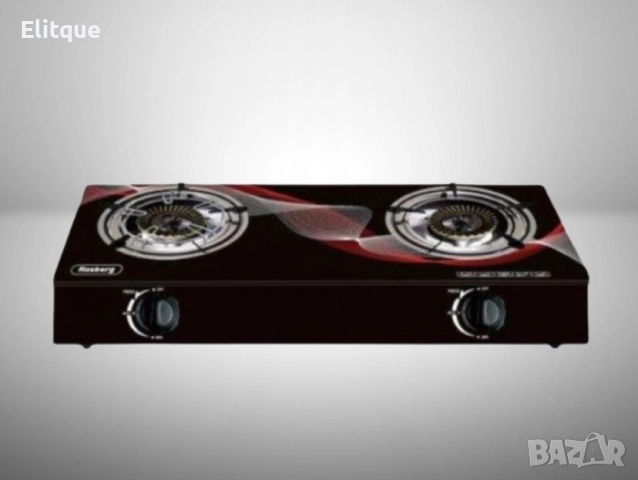 Котлон газов двоен Rosberg, 30 mbar, Черен от закалено стъкло, Чугунени горелки, с три поставки,  2 , снимка 5 - Друга електроника - 52888951