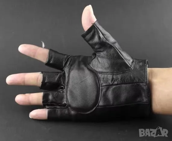 Iron Cross Рокерски Ръкавици без пръсти Нацистки Кожени Ръкавици Железен Кръст Естествена Кожа Агне, снимка 2 - Други ценни предмети - 48568117