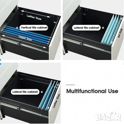 Мобилен офис шкаф с 3 чекмеджета с ключалка D10710435 , снимка 6 - Шкафове - 38952532