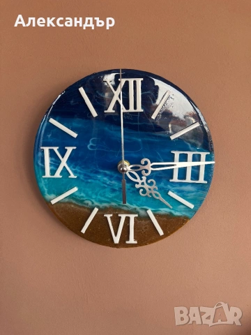 Часовник с епоксидна смола, снимка 4 - Стенни часовници - 53840362