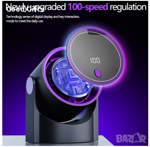 Мощен вентилатор с щипка и 100 нива на скорост – безлопатъчен дизайн, дигитален дисплей, силен възду, снимка 6 - Други стоки за дома - 51059976