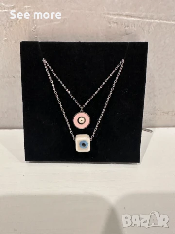 Колиета сет стомана с емайл, снимка 6 - Колиета, медальони, синджири - 50842407