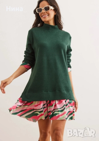 Интересна, мека и топла дамска рокля фино плетиво, снимка 6 - Рокли - 52797334