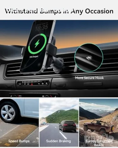 Ново QI2 15W MagSafe Зарядно за Кола iPhone 15 14 13 12 RGB Стойка автомобил, снимка 4 - Аксесоари за Apple - 50291078