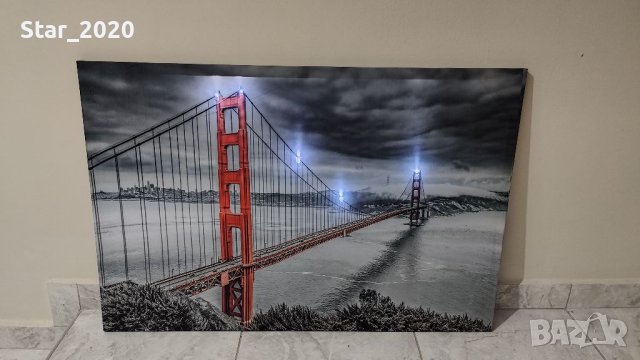 Светеща картина с LED осветление - моста Голдън гейт , снимка 2 - Картини - 40605800